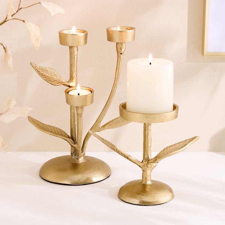 Oro Aluminium Tree Multi Pedestal T-Light Holder