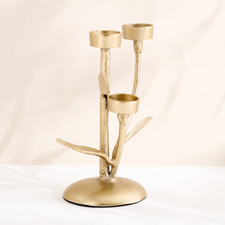 Oro Aluminium Tree Multi Pedestal T-Light Holder