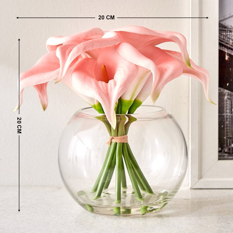 Gloria Elara Artificial Calla Lilies in Glass Pot