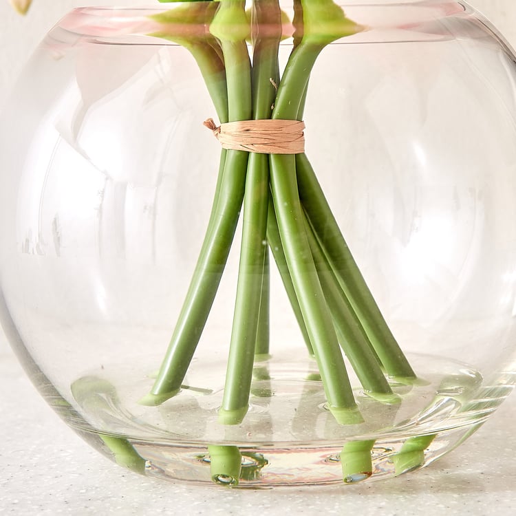 Gloria Elara Artificial Calla Lilies in Glass Pot