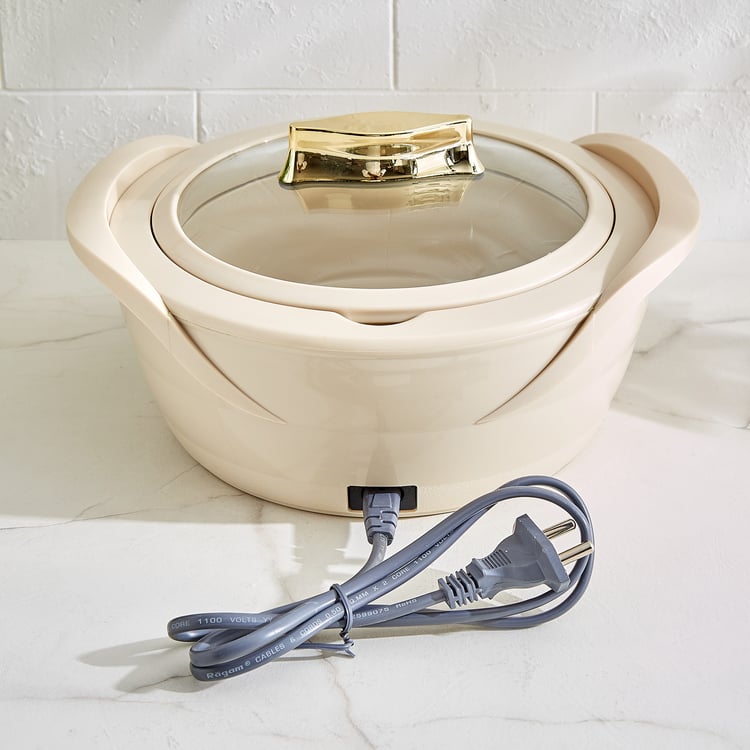 Auri Glazic Stainless Steel Electric Food Warmer Casserole with Lid - 1.5L