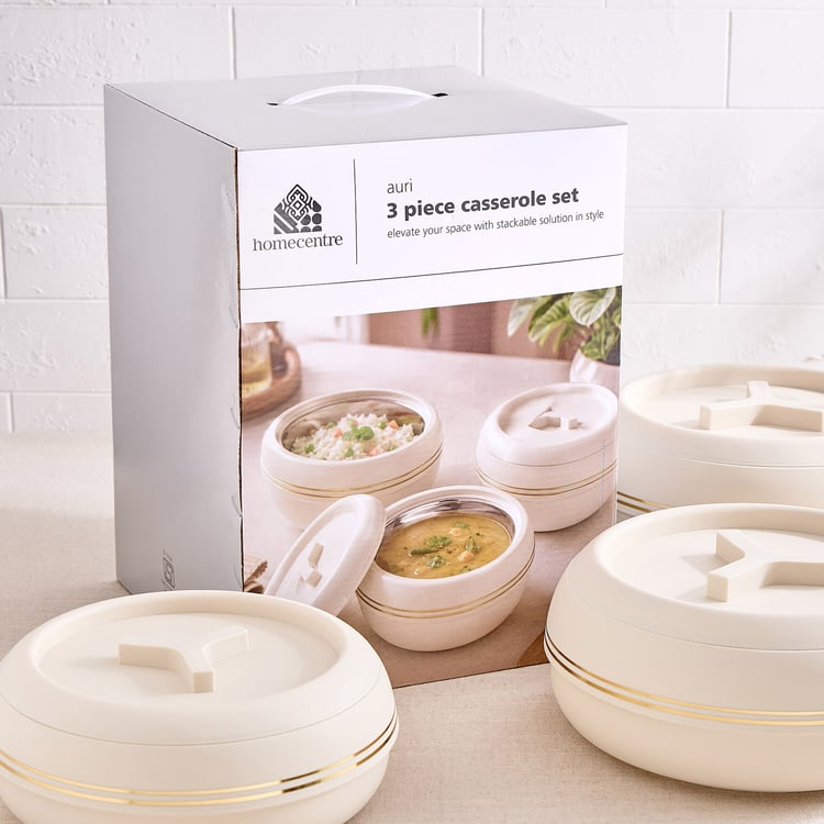 Auri Glazic Set of 3 Polypropylene Insulated Casseroles
