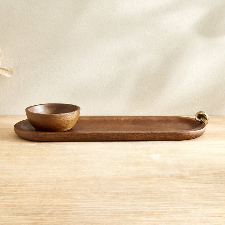 Nuqta Roi 2Pcs Wooden Chip and Dip Platter