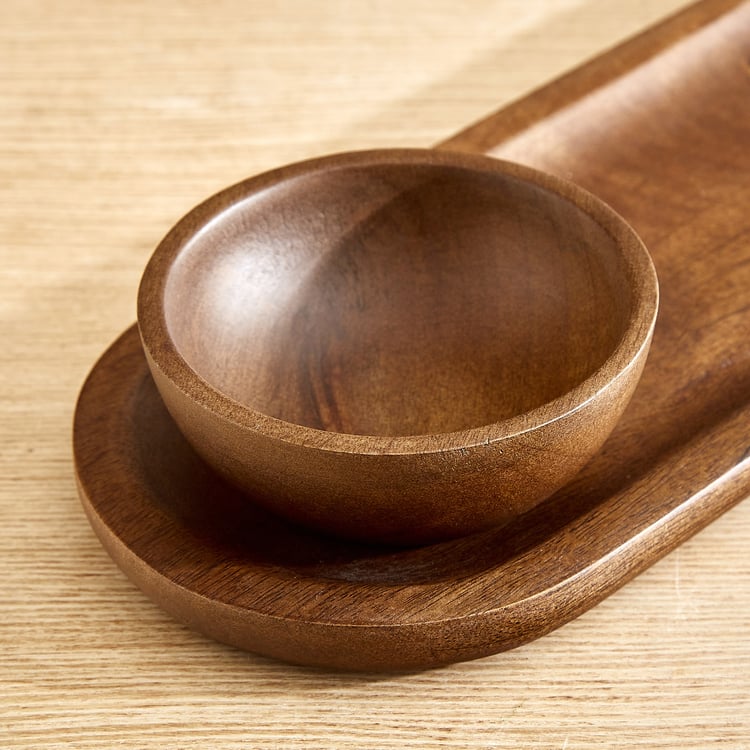 Nuqta Roi 2Pcs Wooden Chip and Dip Platter