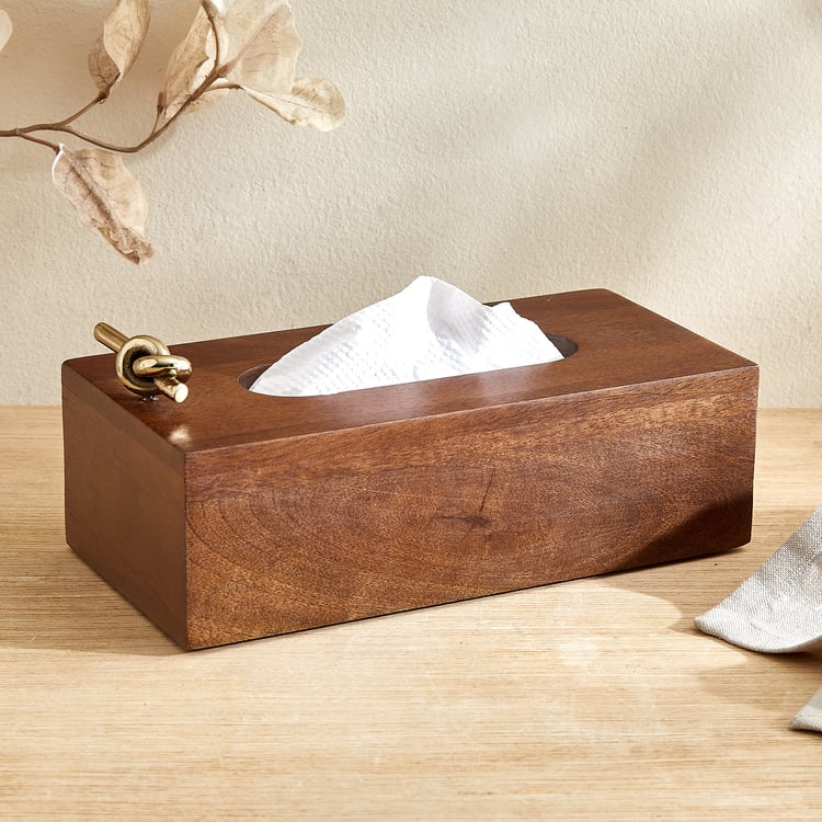 Nuqta Roi Wooden Tissue Box - 23.5x12x8cm
