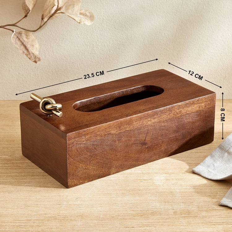 Nuqta Roi Wooden Tissue Box - 23.5x12x8cm