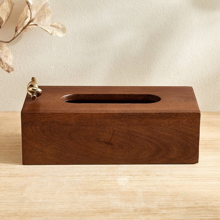 Nuqta Roi Wooden Tissue Box - 23.5x12x8cm