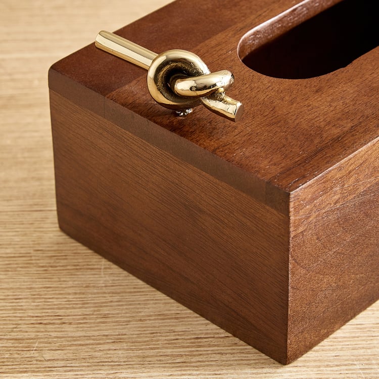 Nuqta Roi Wooden Tissue Box - 23.5x12x8cm