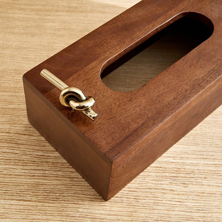 Nuqta Roi Wooden Tissue Box - 23.5x12x8cm