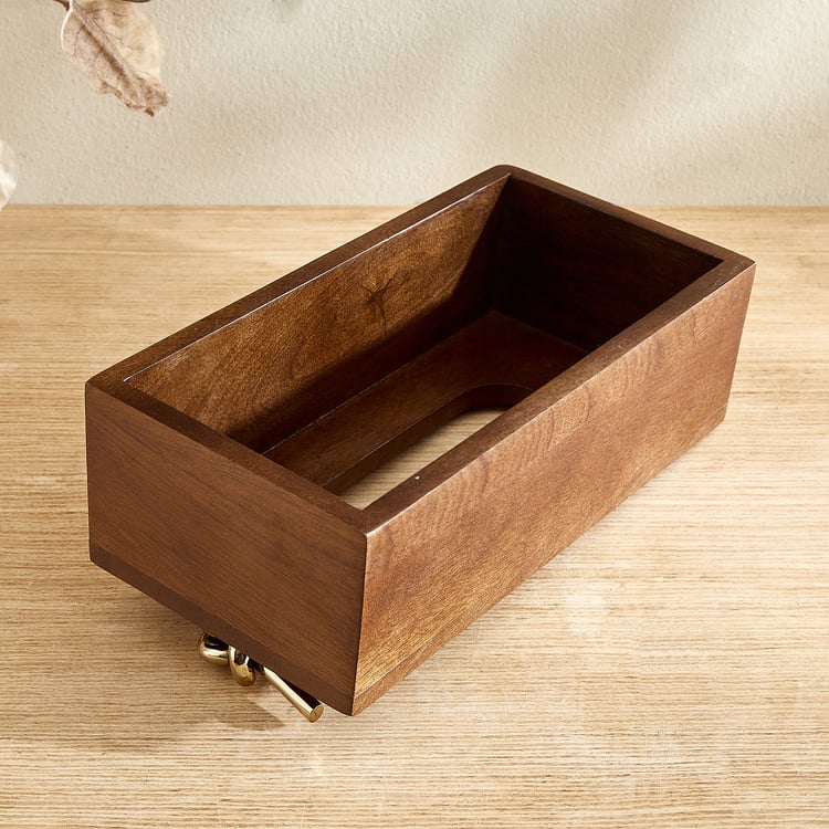 Nuqta Roi Wooden Tissue Box - 23.5x12x8cm