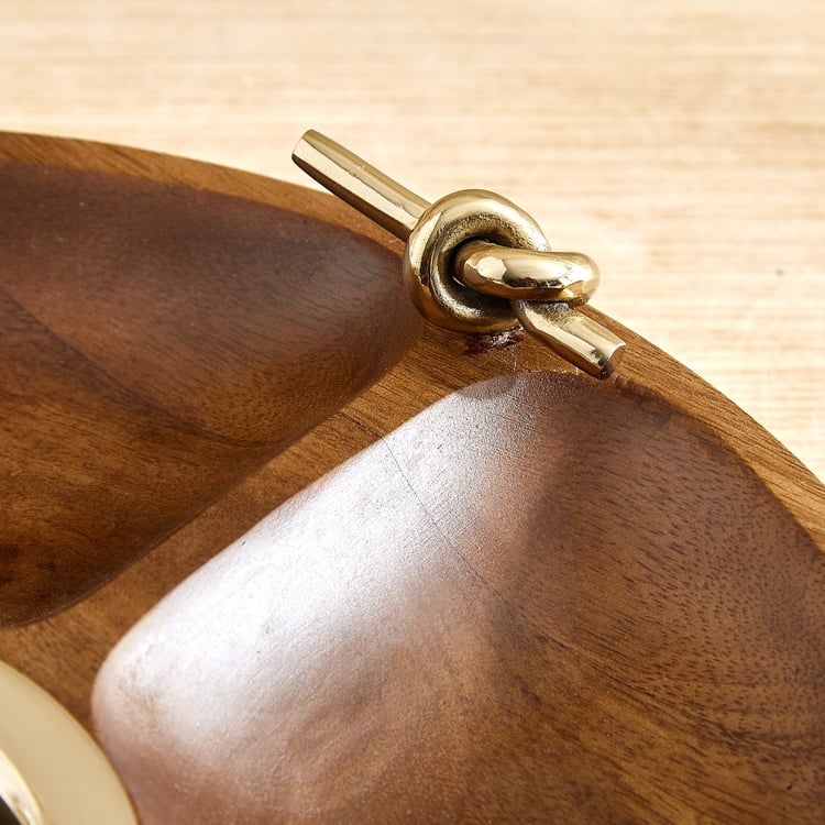 Nuqta Roi Wood Partitioned Chip and Dip Platter