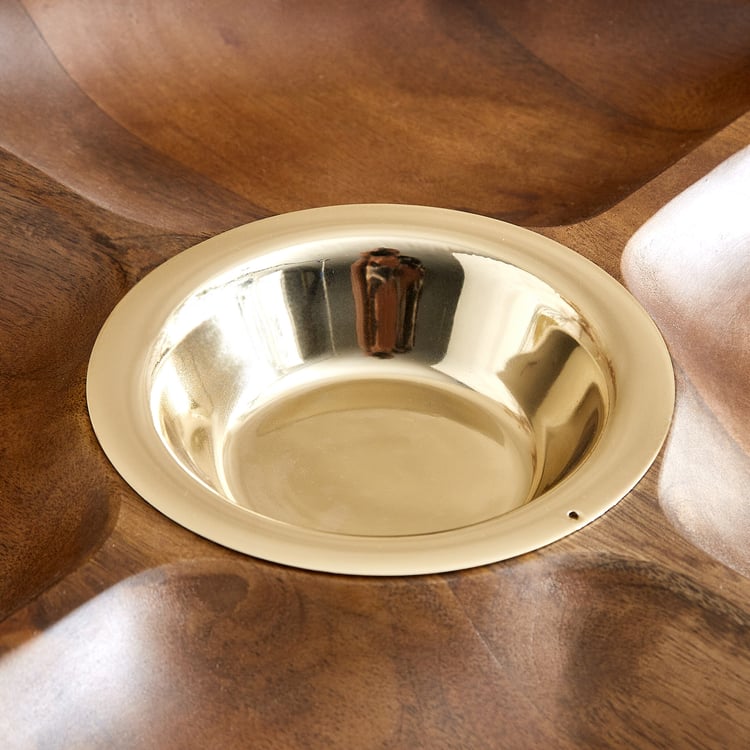Nuqta Roi Wood Partitioned Chip and Dip Platter