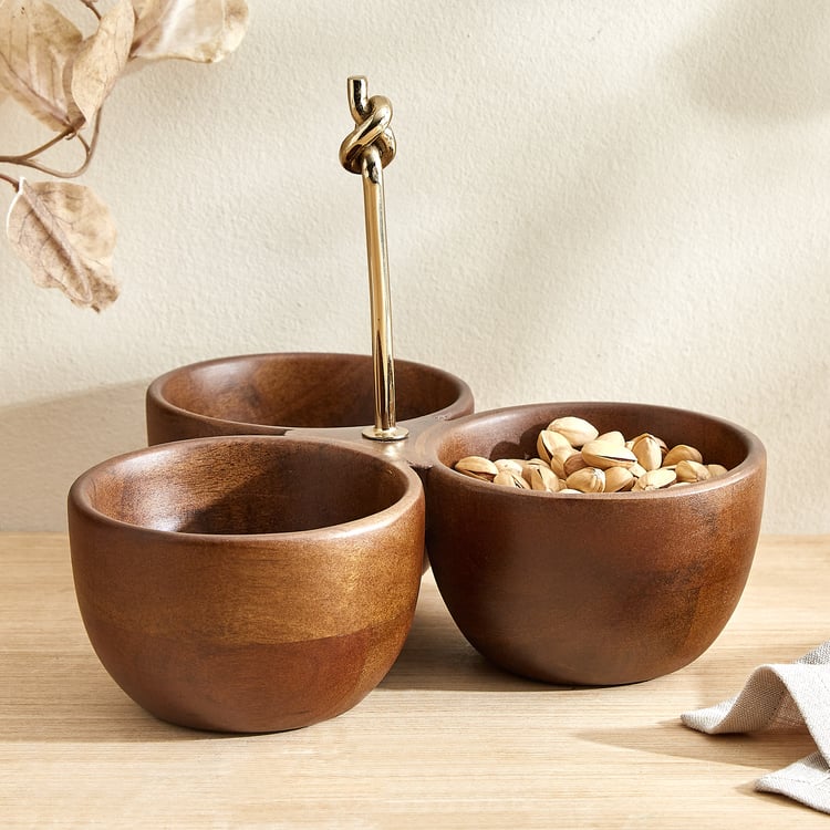 Nuqta Roi Wood Condiment Bowl with Handle