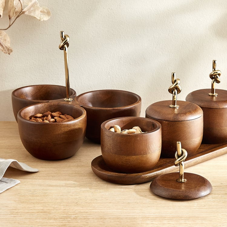 Nuqta Roi Wood Condiment Bowl with Handle