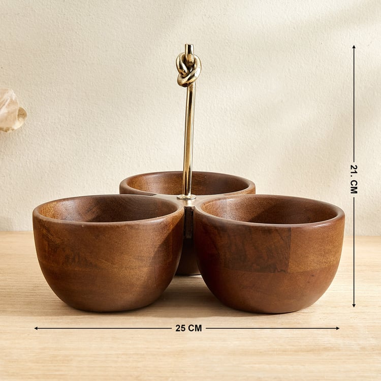Nuqta Roi Wood Condiment Bowl with Handle