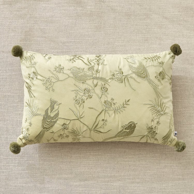Oriental Calla Embroidered Filled Cushion - 50x30m