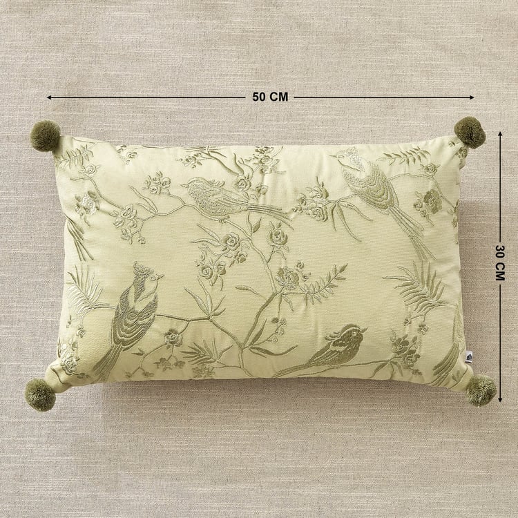 Oriental Calla Embroidered Filled Cushion - 50x30m
