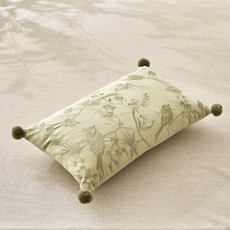 Oriental Calla Embroidered Filled Cushion - 50x30m