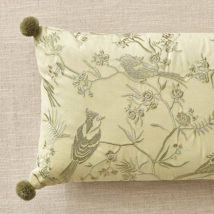 Oriental Calla Embroidered Filled Cushion - 50x30m