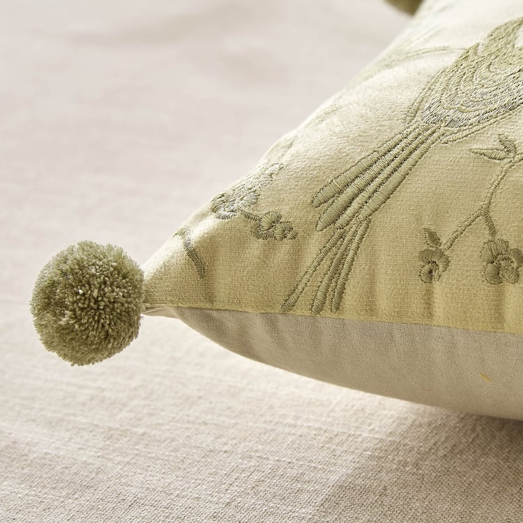 Oriental Calla Embroidered Filled Cushion - 50x30m