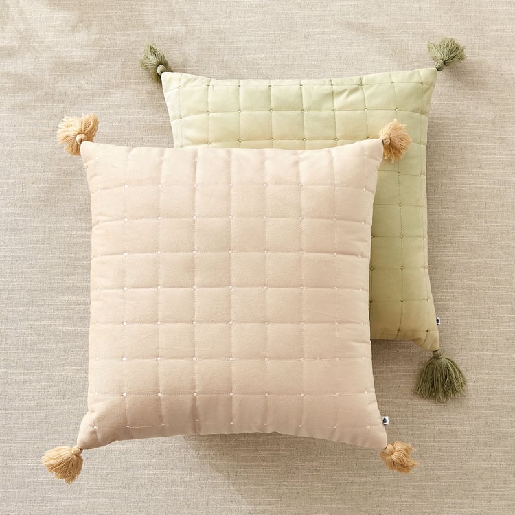 Oriental Tansy Quilted Filled Cushion - 45x45cm