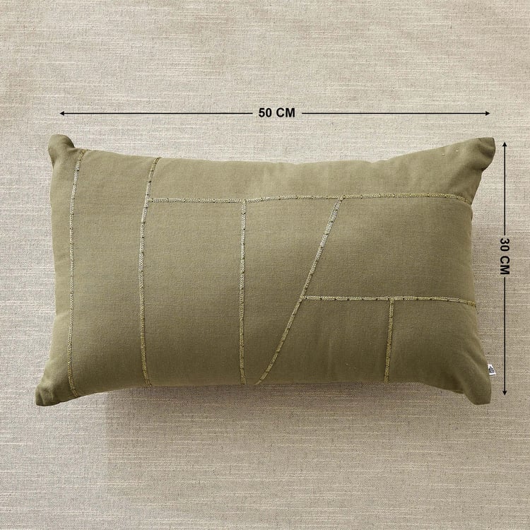 Nuqta Neriah Embroidered Filled Cushion - 50x30cm