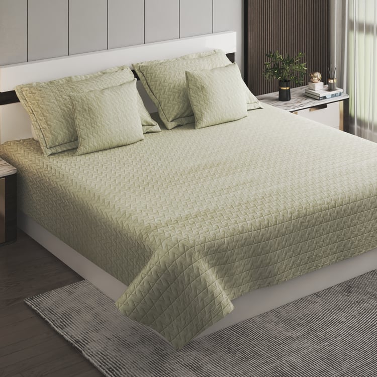 Gatsby Zig Zag Quilted 5Pcs Double Bed Cover Set
