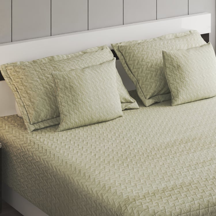 Gatsby Zig Zag Quilted 5Pcs Double Bed Cover Set