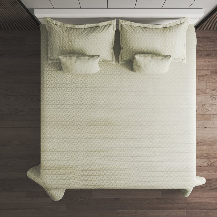 Gatsby Zig Zag Quilted 5Pcs Double Bed Cover Set