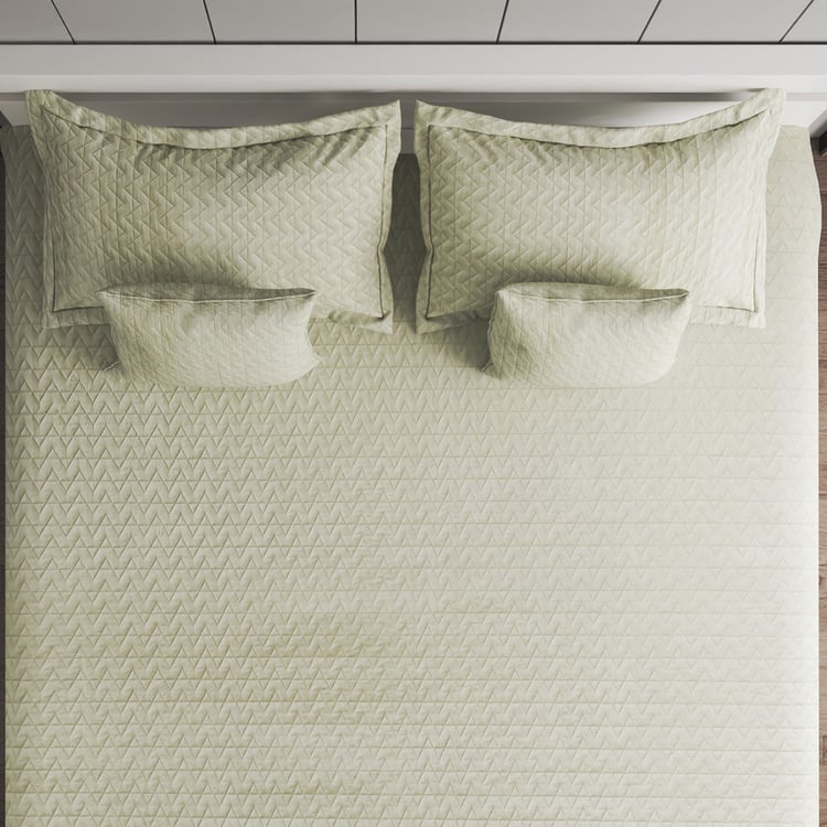 Gatsby Zig Zag Quilted 5Pcs Double Bed Cover Set