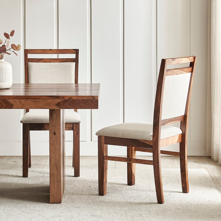 Vyom Set of 2 Fabric Dining Chairs - Walnut