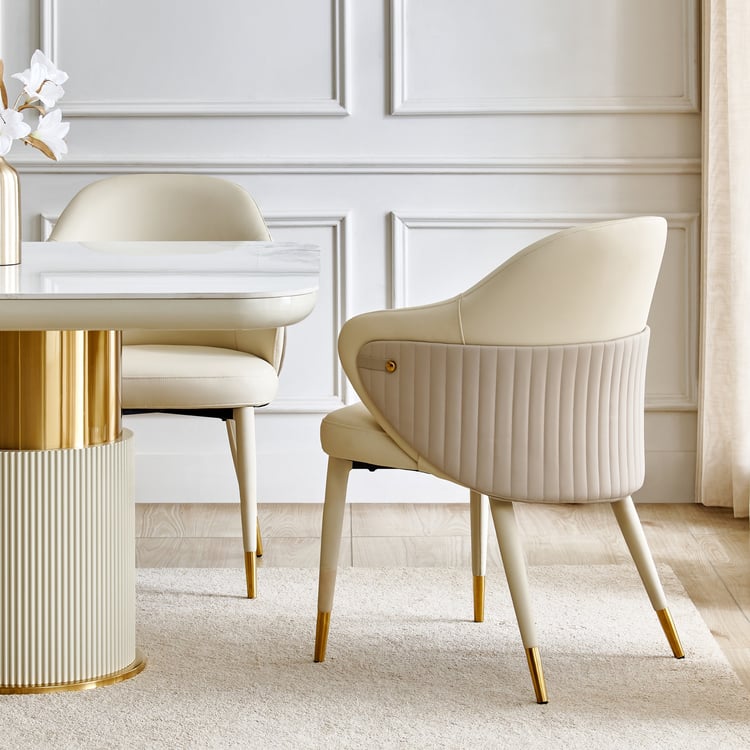 Orion Set of 2 Faux Leather Dining Chairs - Cream