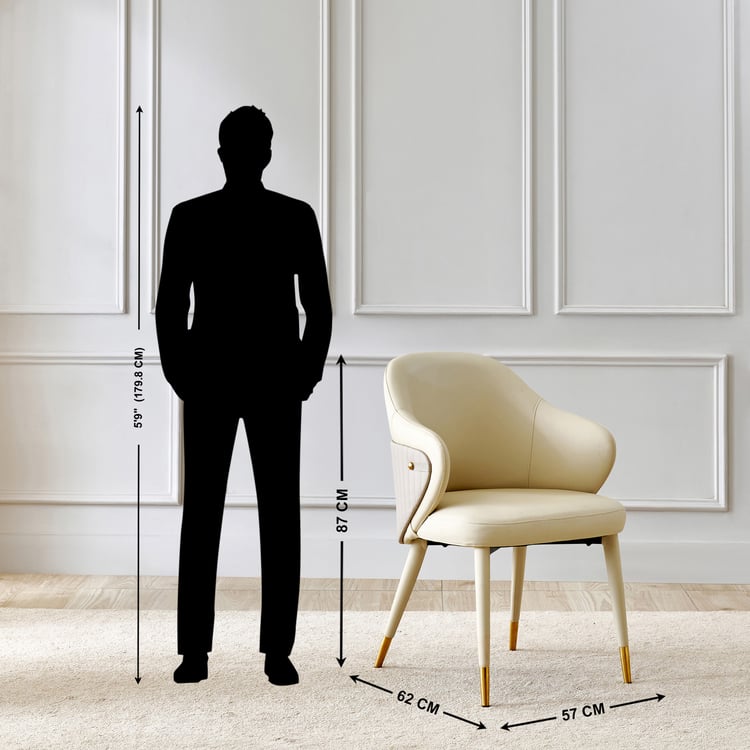 Orion Set of 2 Faux Leather Dining Chairs - Cream