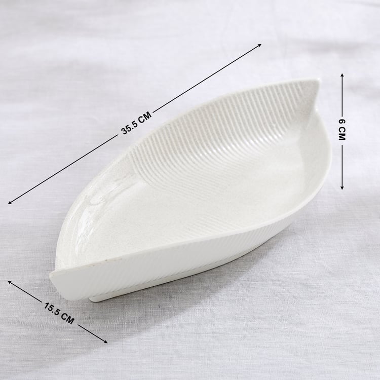 Silvano Melamine Leaf Serving Platter - 35.5x15.5x6cm