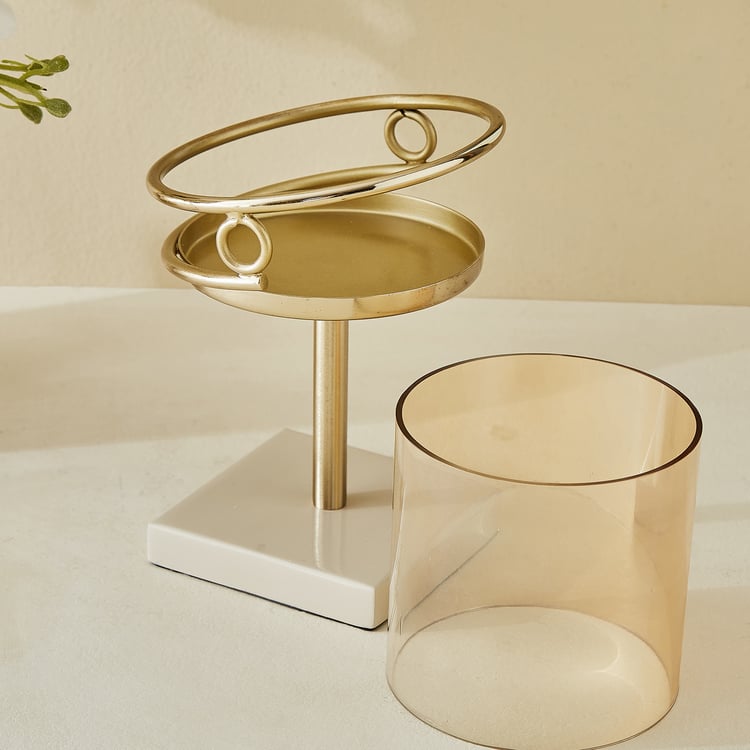 Moksha Loop Glass and Metal Pillar Candle Holder - Medium