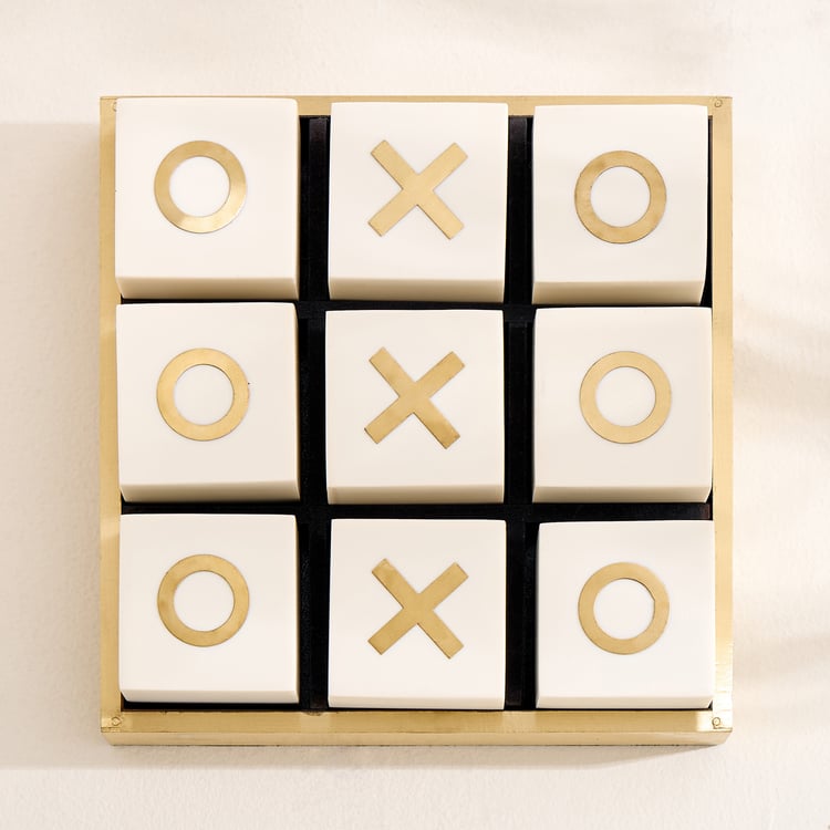 Evoke Grantley Wooden Tic Tac Toe Game Table Accent