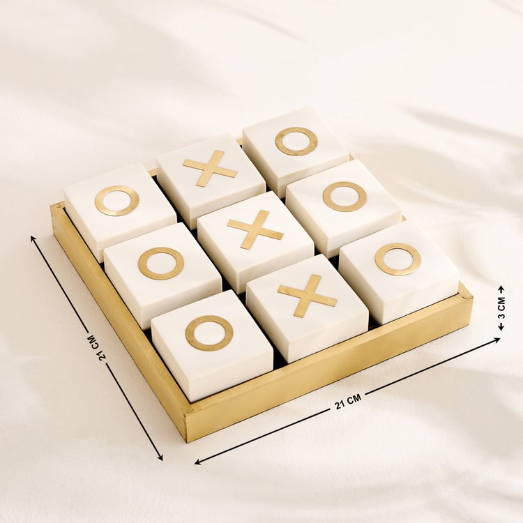 Evoke Grantley Wooden Tic Tac Toe Game Table Accent