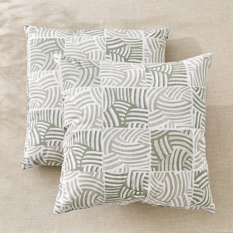 Ebony Grace Pelican Set of 2 Printed Filled Cushions - 65x65cm