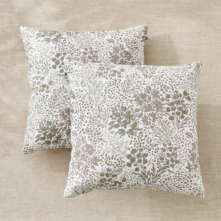 Ebony Grace Quince Set of 2 Printed Filled Cushions - 40x40cm