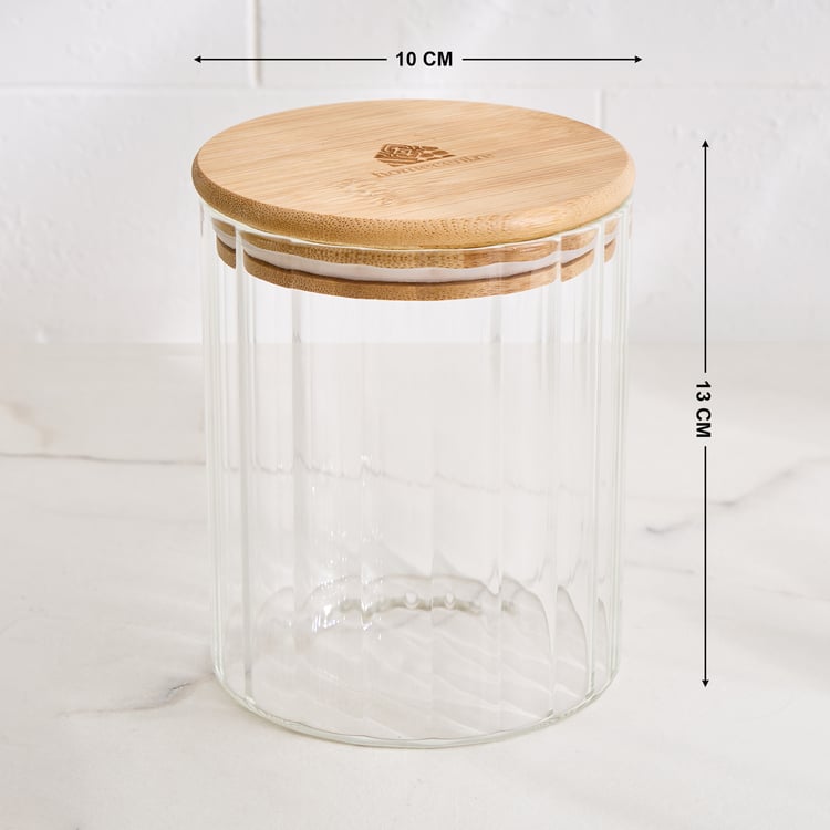 Palestine Sagano Borosilicate Glass Storage Canister with Bamboo Lid - 700ml