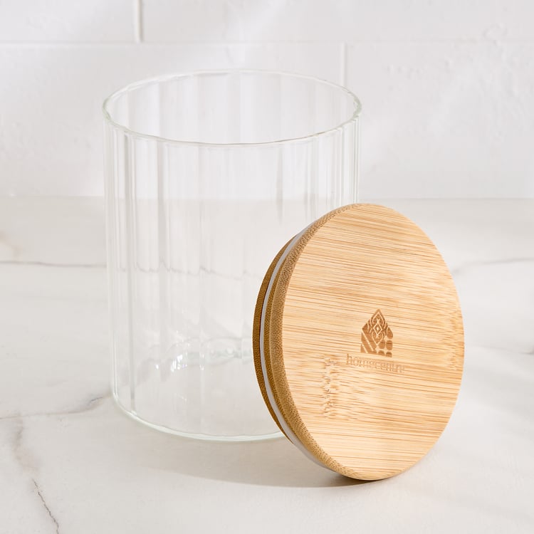 Palestine Sagano Borosilicate Glass Storage Canister with Bamboo Lid - 700ml