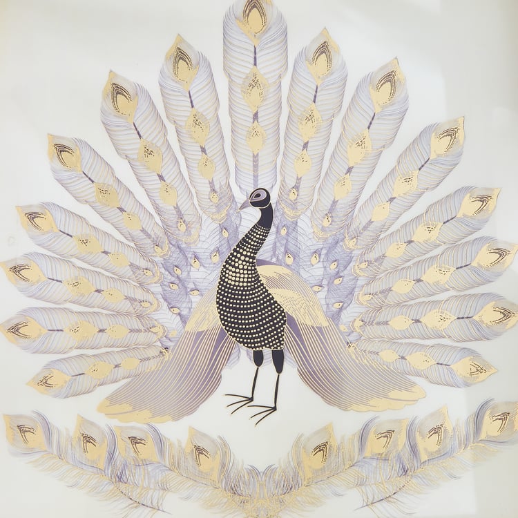 Corsica Hues Wooden Peacock Serving Tray - 30.5x30.5x4.5cm