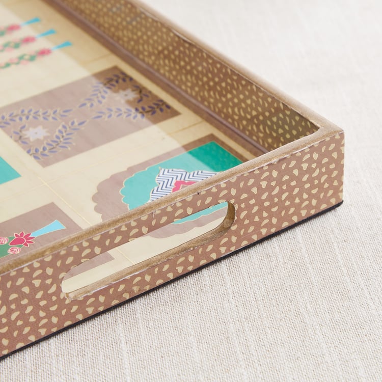 Corsica Hues Wooden Printed Serving Tray - 35.5x20x4.5cm