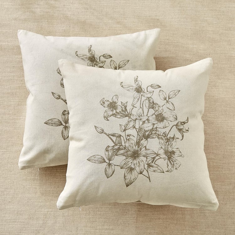 Pacific Halo Daisy Set of 2 Floral Print Cushion Covers - 40x40cm