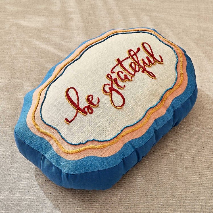 Glance Be Grateful Embellished Filled Cushion - 50x35cm
