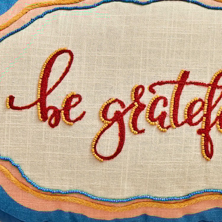 Glance Be Grateful Embellished Filled Cushion - 50x35cm