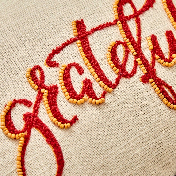 Glance Be Grateful Embellished Filled Cushion - 50x35cm