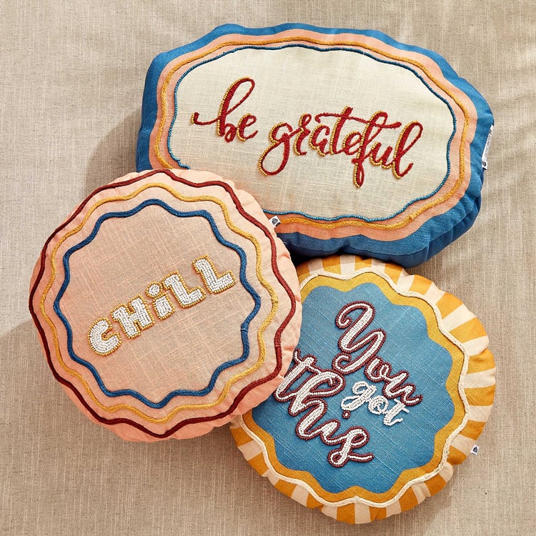 Glance Chill Embellished Filled Cushion - 40x40cm