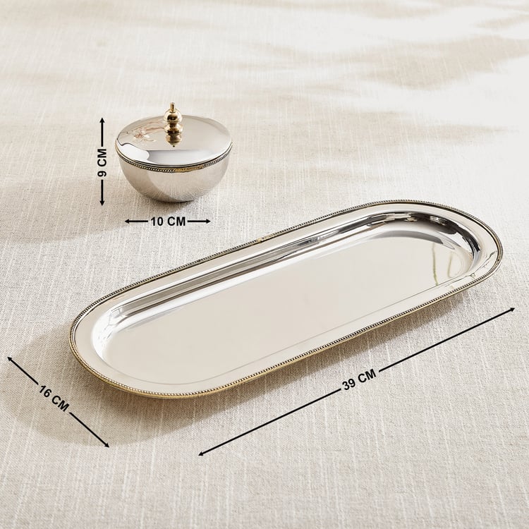 Serveware Bulk Majestic Set of 3 Steel Bowls with Tray