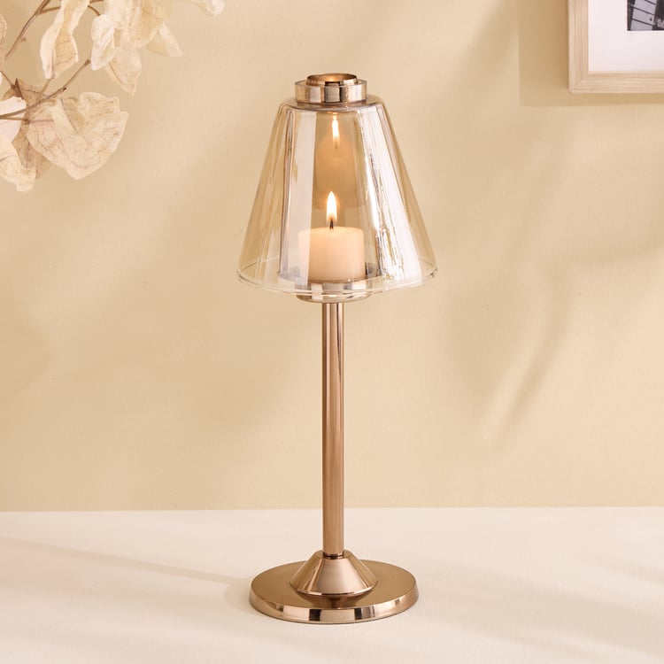 Monalisa Metal and Glass Lamp Shade T-Light Candle Holder - Medium